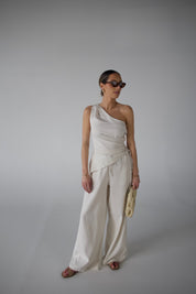 Inez Linen One Shoulder Top