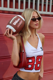 Nebraska Jersey Halter Top In White