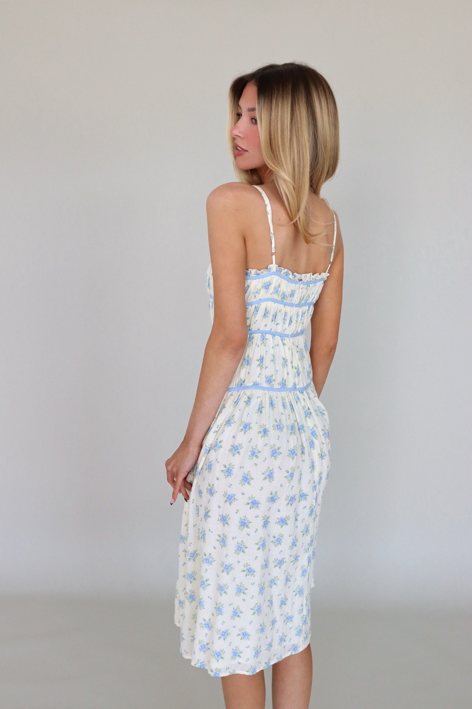 Leila Blue Floral Midi Dress