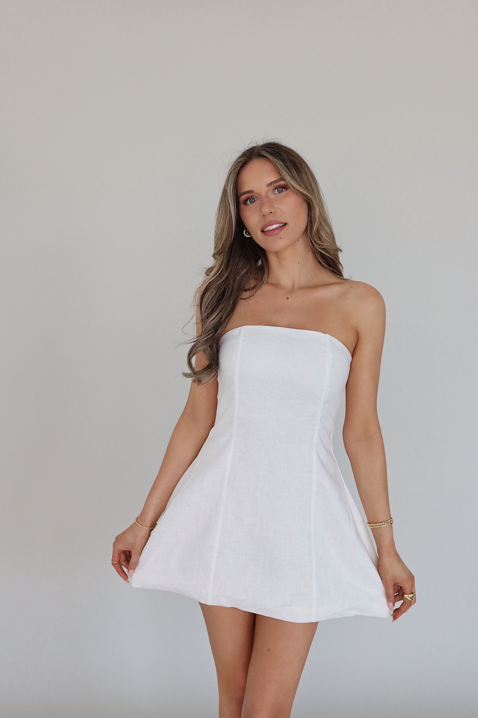 Vienna White Linen Mini Dress