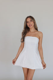 Vienna White Linen Mini Dress