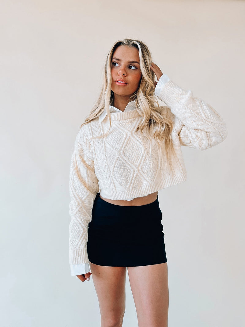 Tillie Cable Knit Cropped Sweater