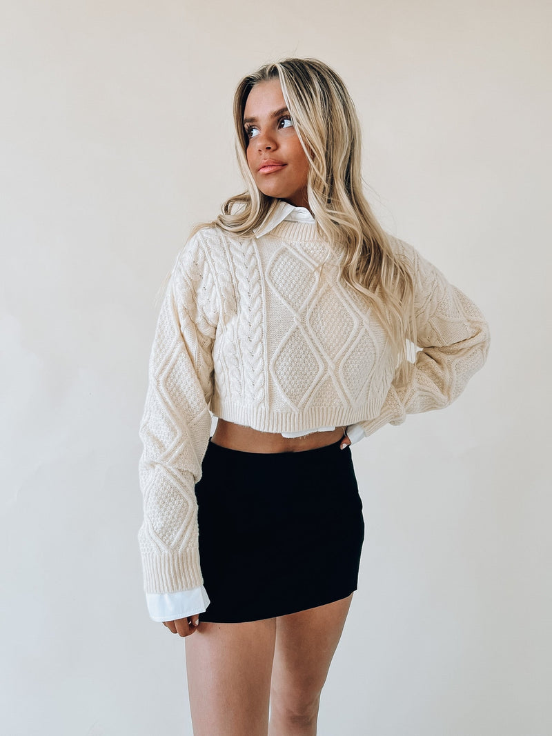 Tillie Cable Knit Cropped Sweater