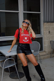 Cornhuskers Track Cropped Tee