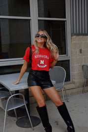Cornhuskers Track Cropped Tee