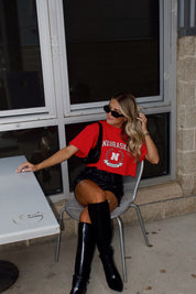 Cornhuskers Track Cropped Tee