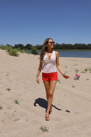 Red Linen Short