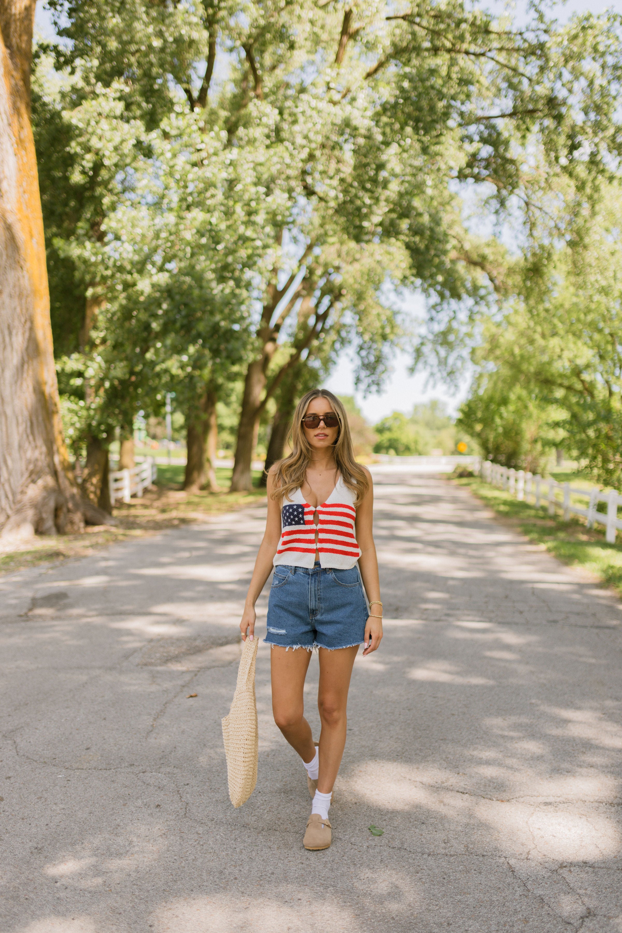 American Flag Split Front Top