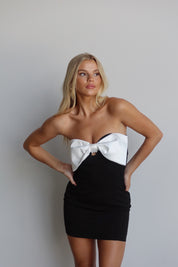 Alysen Strapless Bow Mini Dress