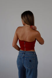 Bow Detail Tube Top in Red