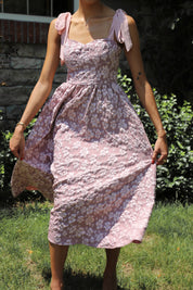 Mauve Pink Jacquard Midi Dress