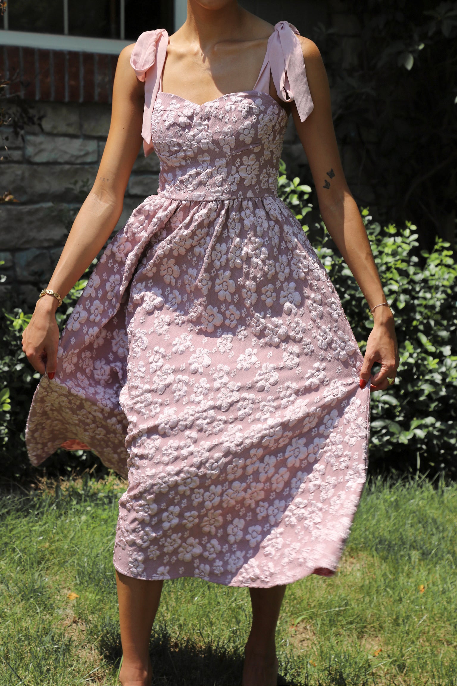 pink jacquard midi dress Alexandra Pink Jacquard Midi Dress