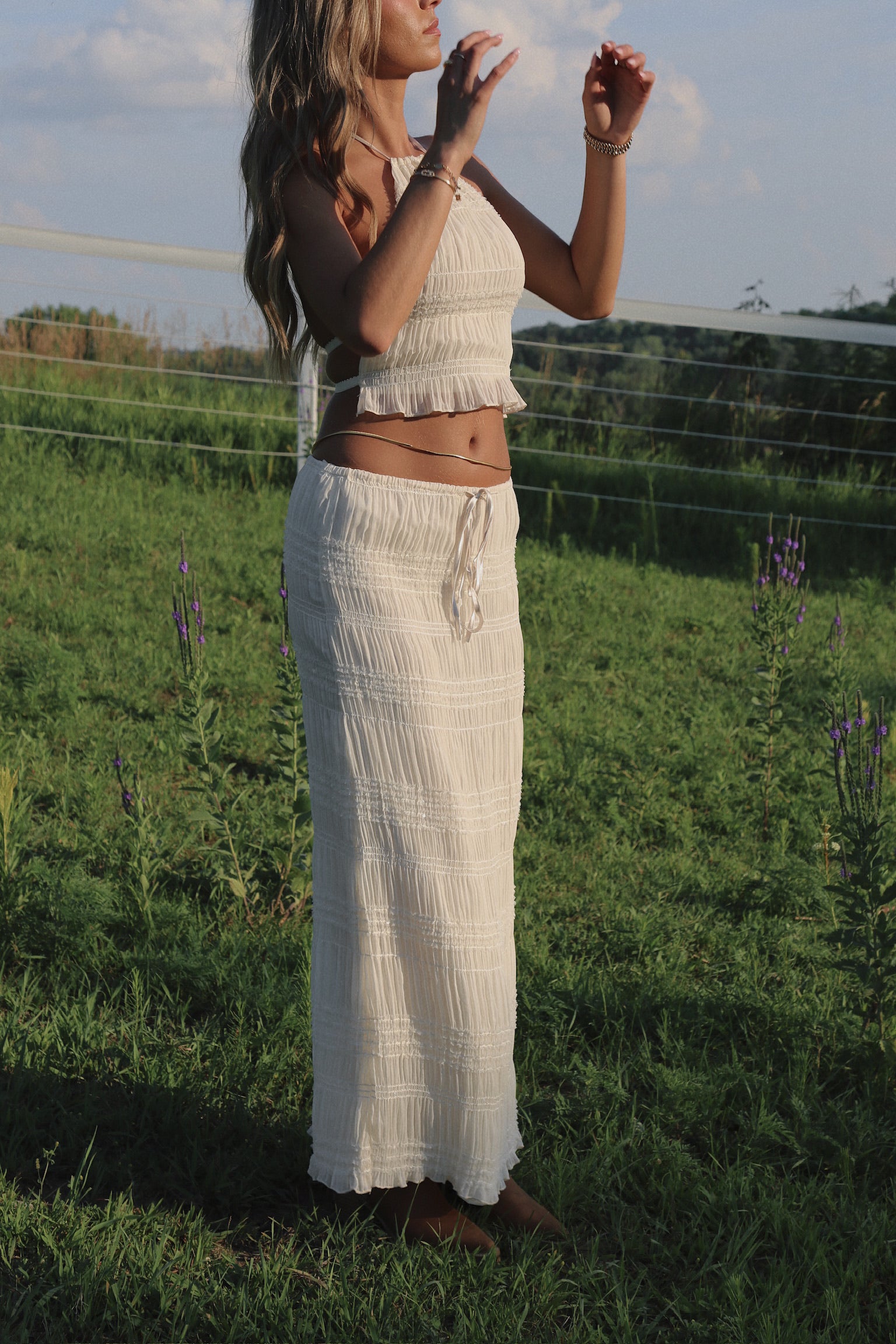 Monika Maxi Skirt Set in Cream