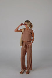 Mocha Sleeveless Top and Pant Set