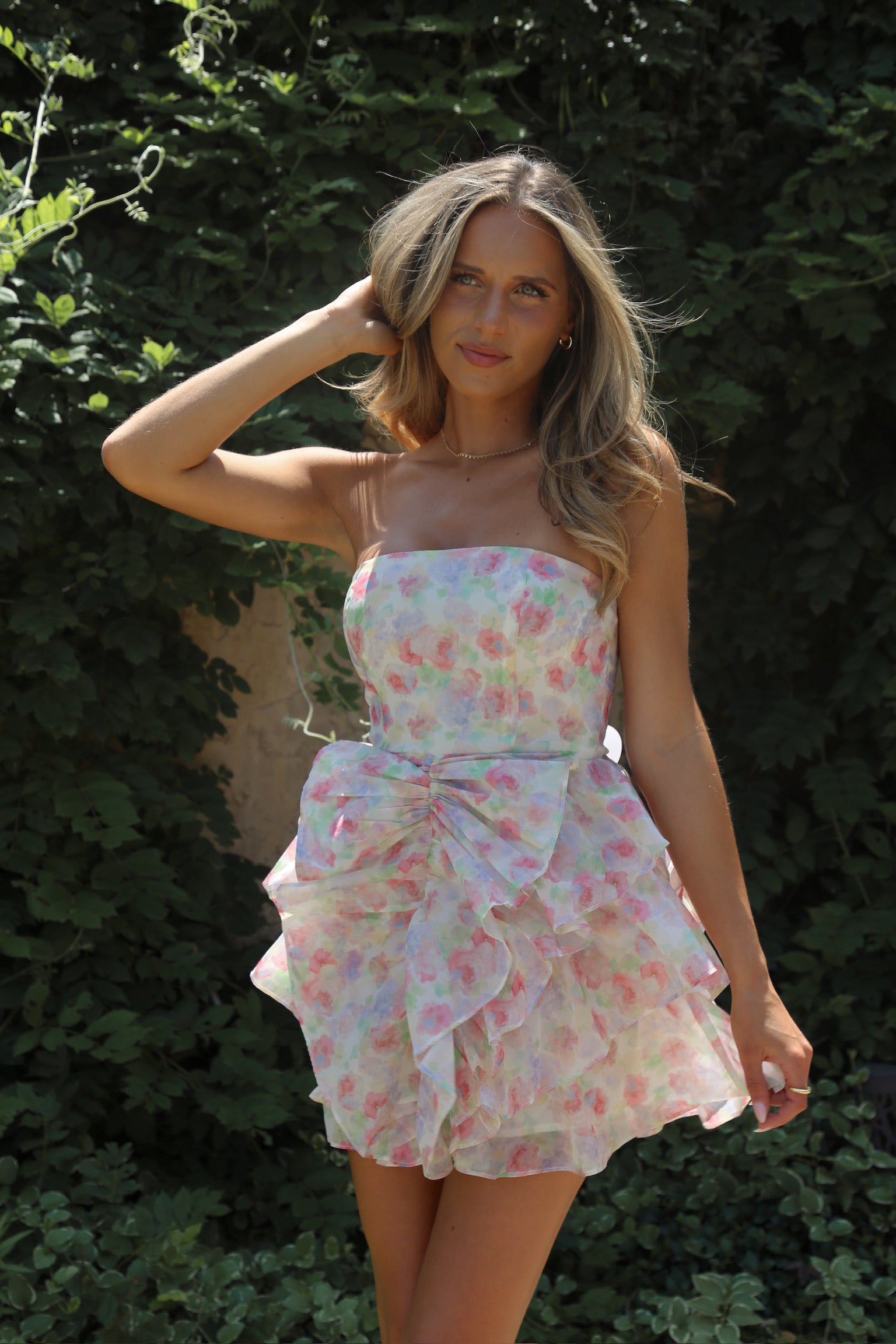 Erin Multi-Floral Ruffled Mini Dress