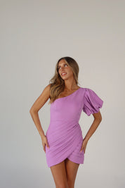 Lavender One Shoulder Mini Dress