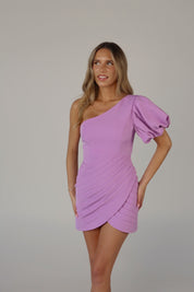 Lavender One Shoulder Mini Dress