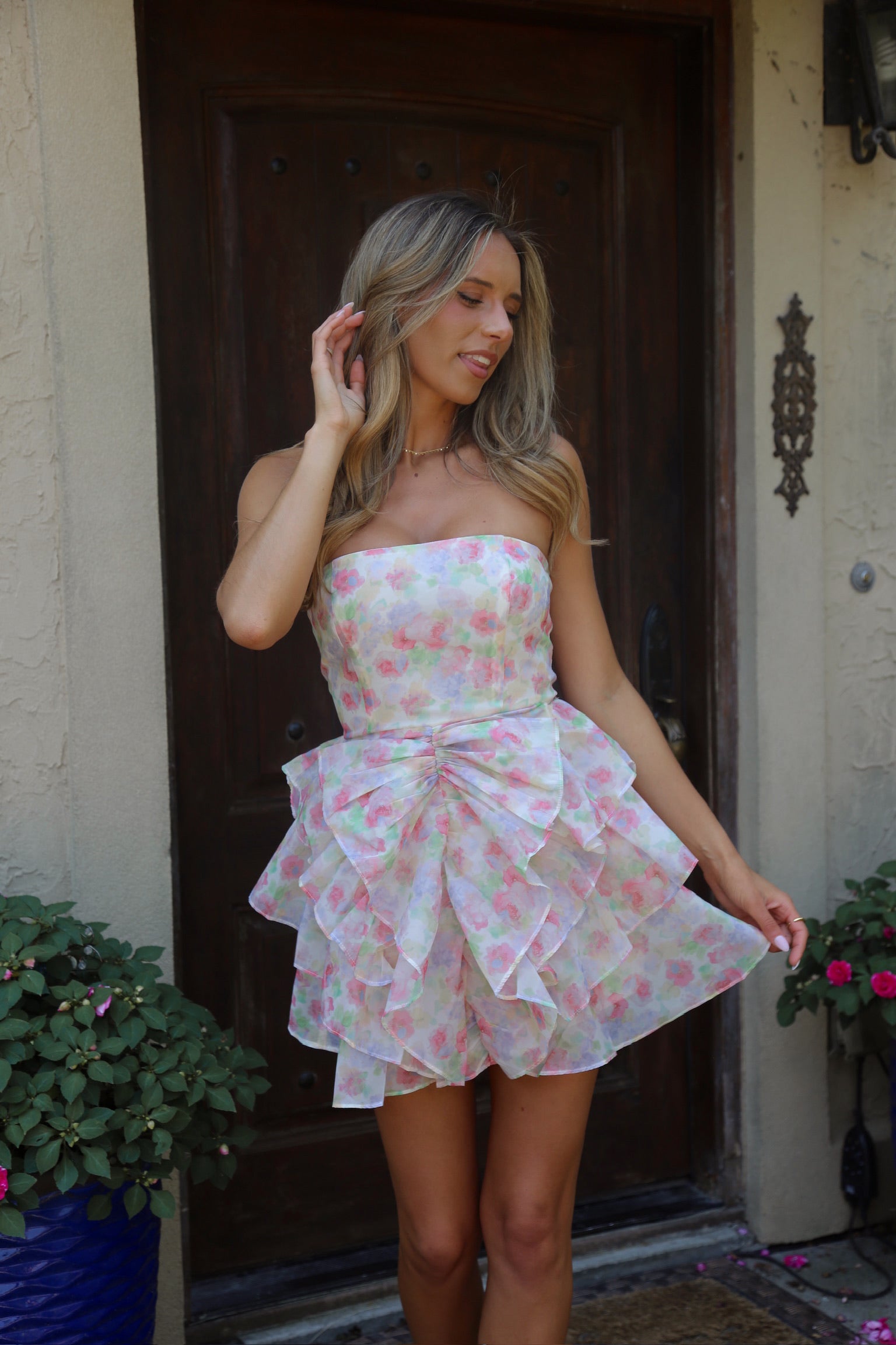 Erin Multi-Floral Ruffled Mini Dress