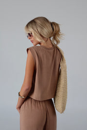 Mocha Sleeveless Top and Pant Set