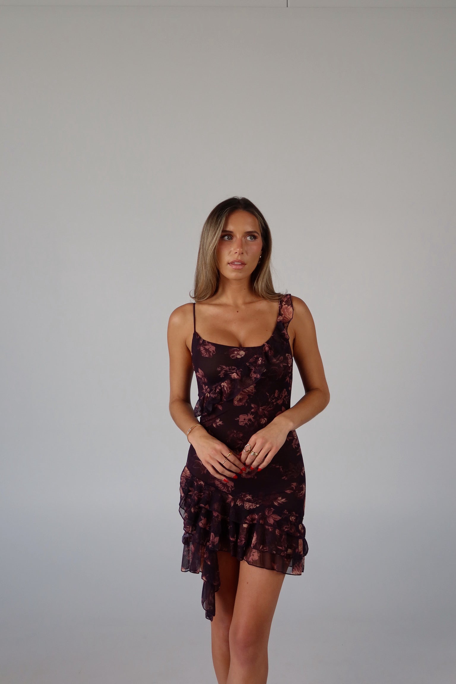 Hannah Hanky Hem Mesh Slip Dress