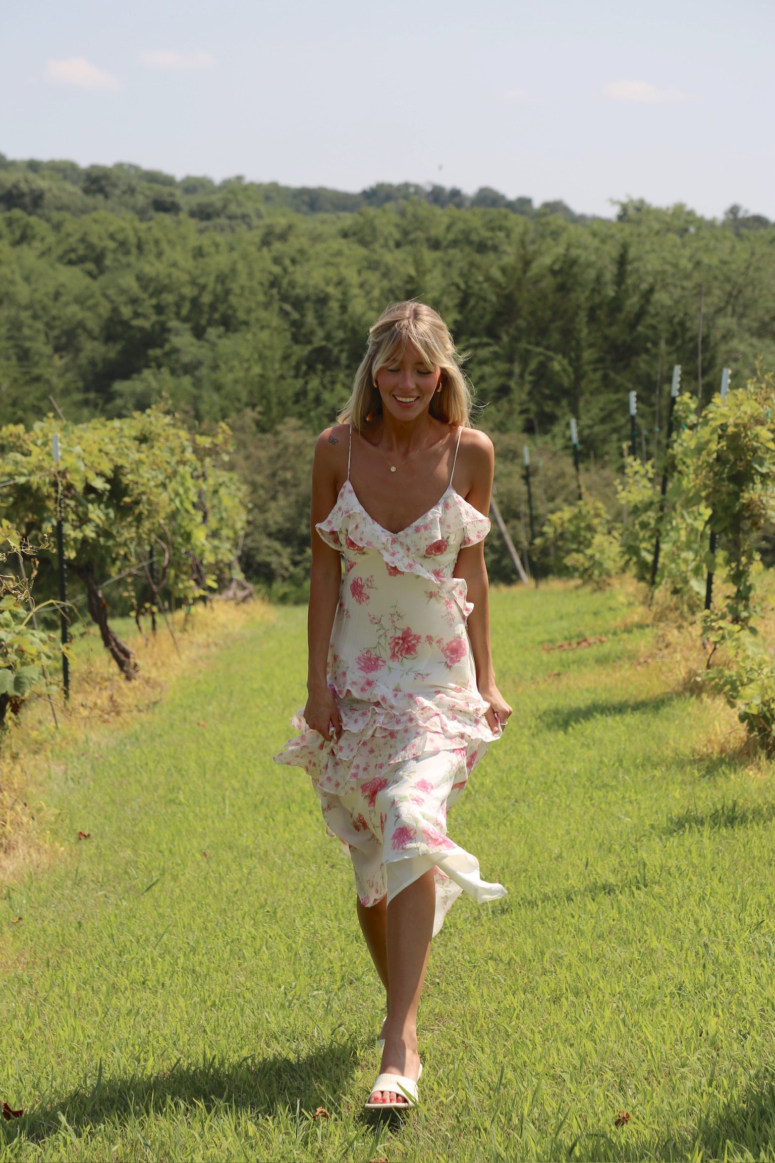 Ruffle Floral Tiered Maxi Dress