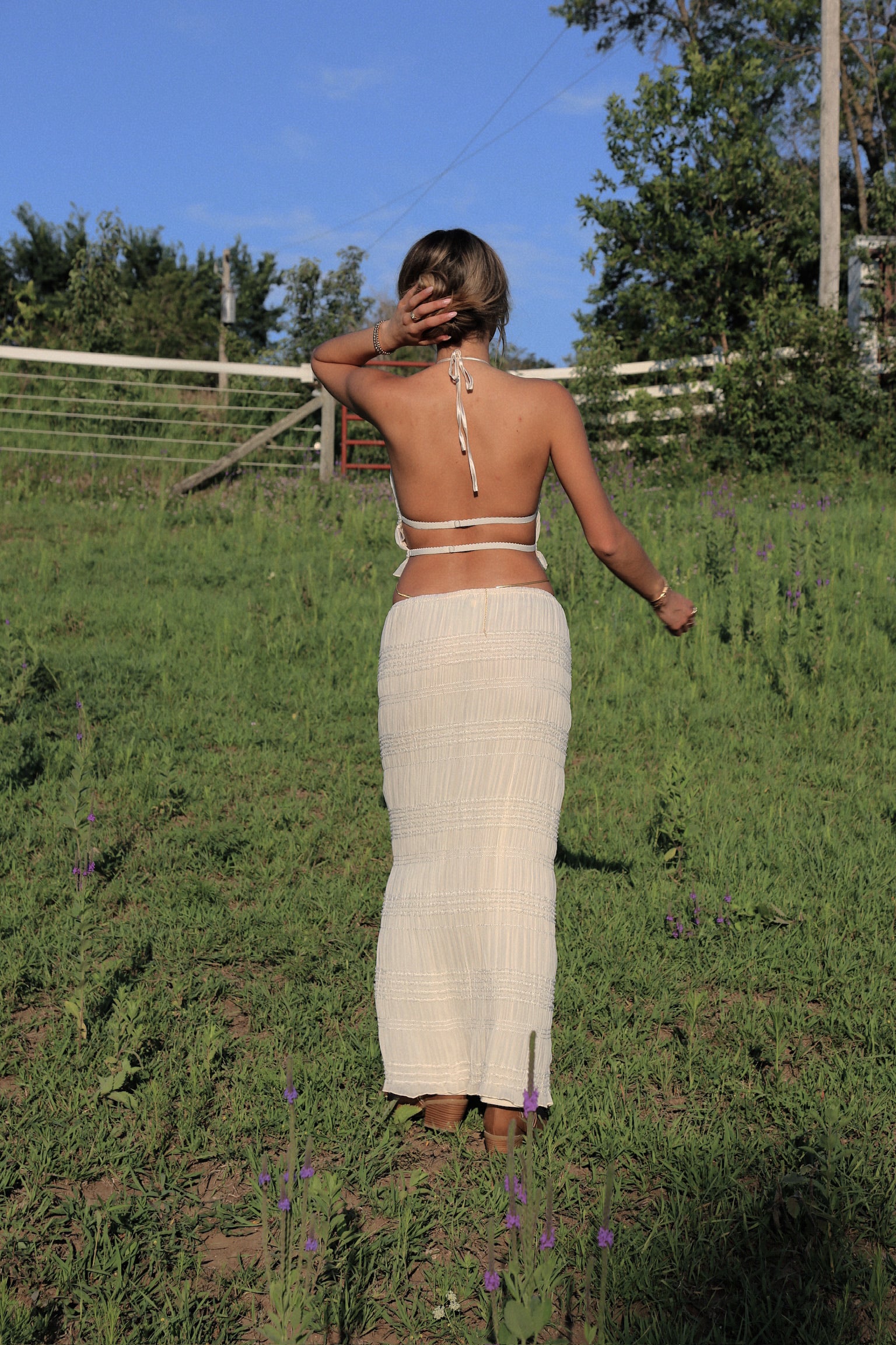 Monika Maxi Skirt Set in Cream