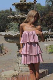 Dusty Rose Ruffled Mini Dress