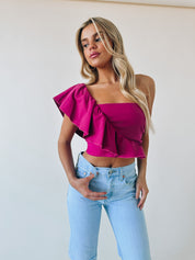 Morine Magenta One Shoulder Top