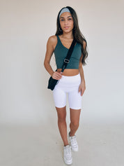 SALE :White Active Wear Biker Short