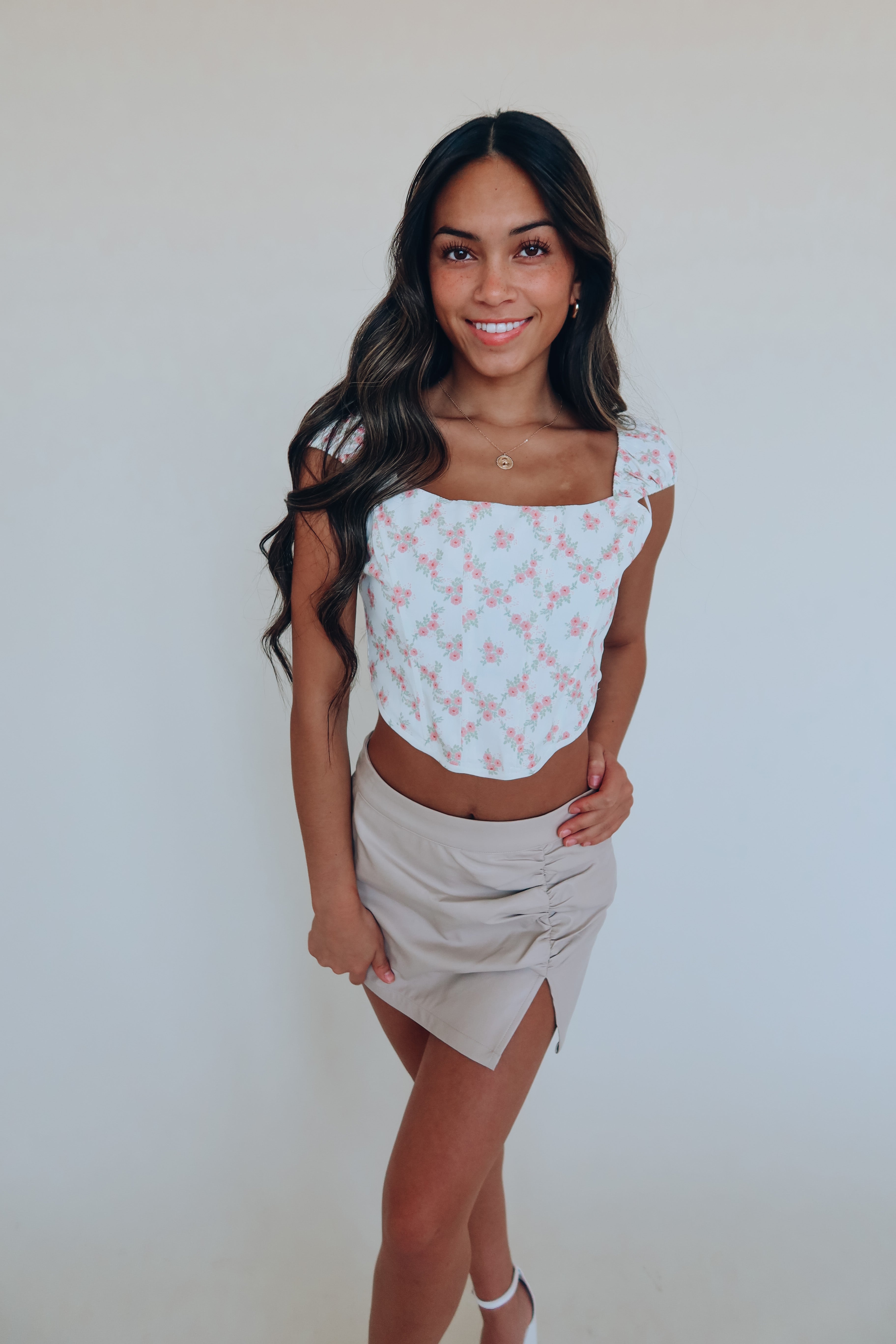 Blush Floral Corset Tank