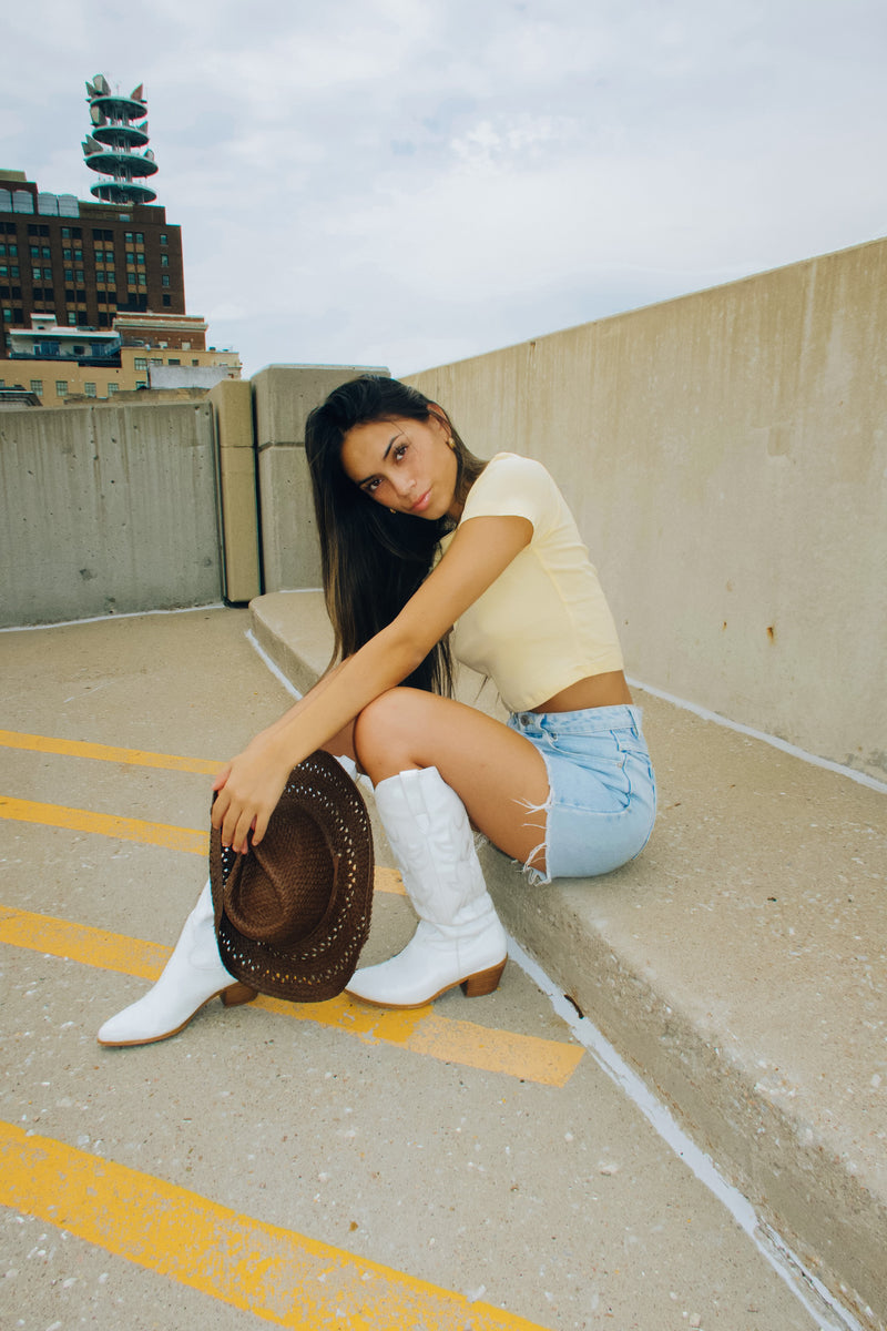 Soft Yellow Cropped Baby Tee