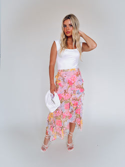 RESTOCKED :Daisy Pink Floral Skirt