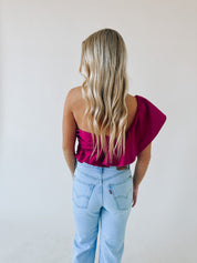 Morine Magenta One Shoulder Top