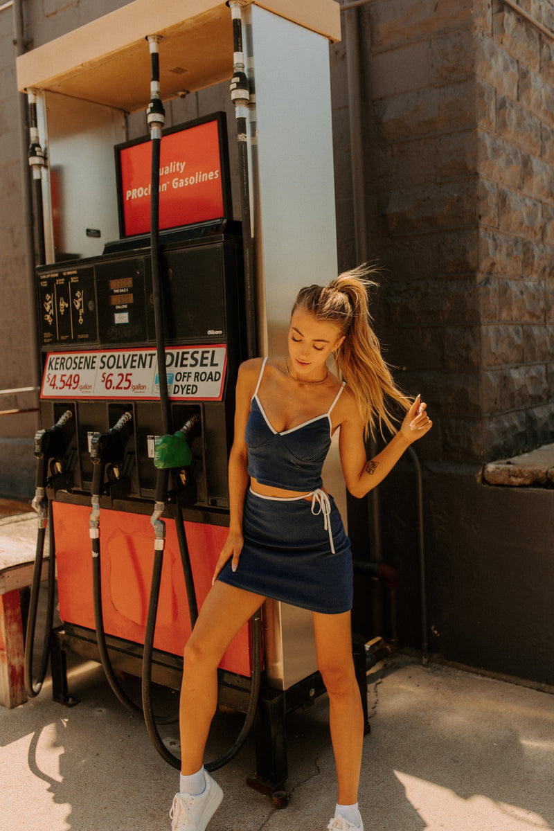 Cassia Navy Terry Cloth Skirt