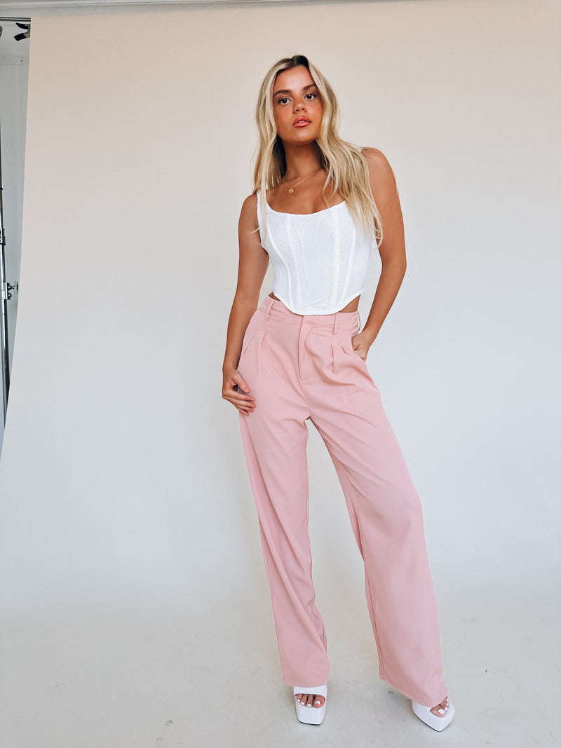 Lizzy High Waist Trousers In Blush