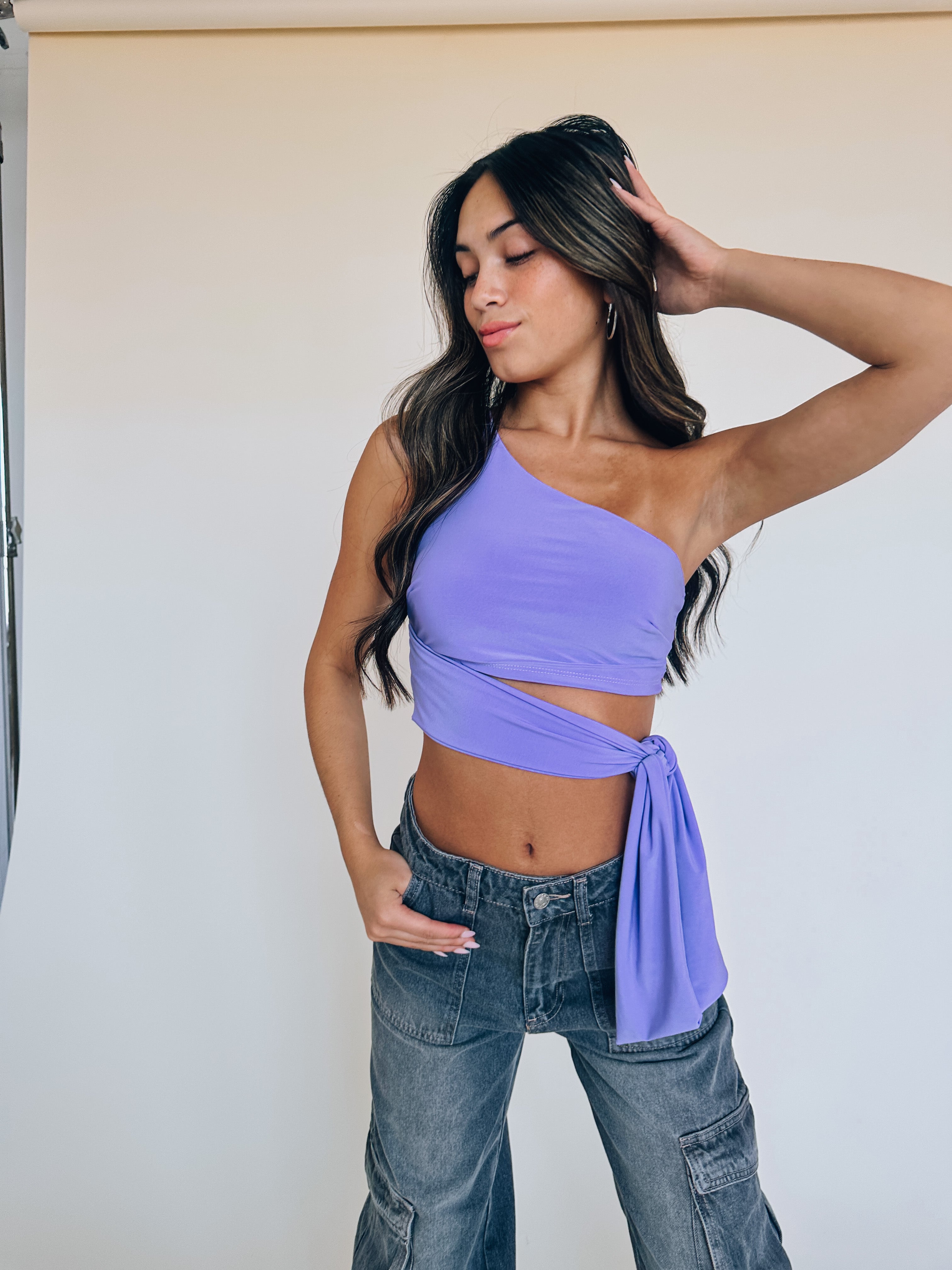 Halsee One Shoulder Top In Lavender – Madida Clothing