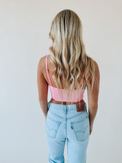 Azalea Lace Corset Crop In Pink