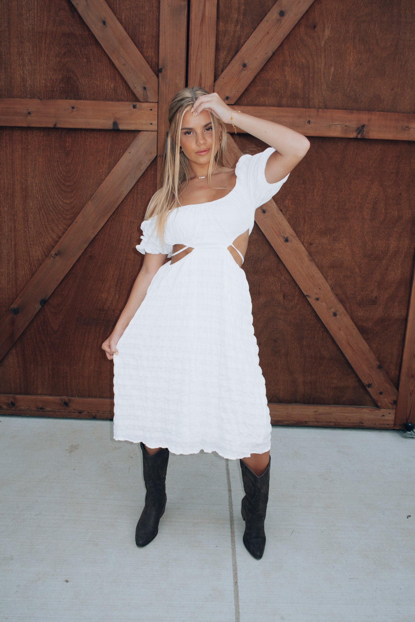 Jailynn Puff Sleeve Midi Dress