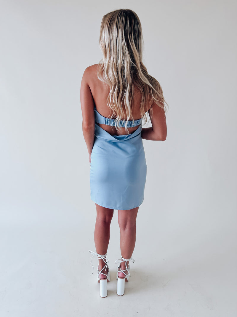 Blainn Blue Strapless Mini Dress