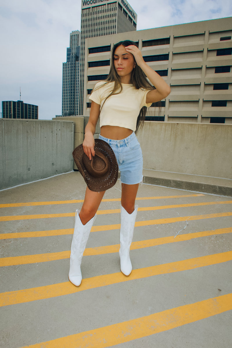 Soft Yellow Cropped Baby Tee