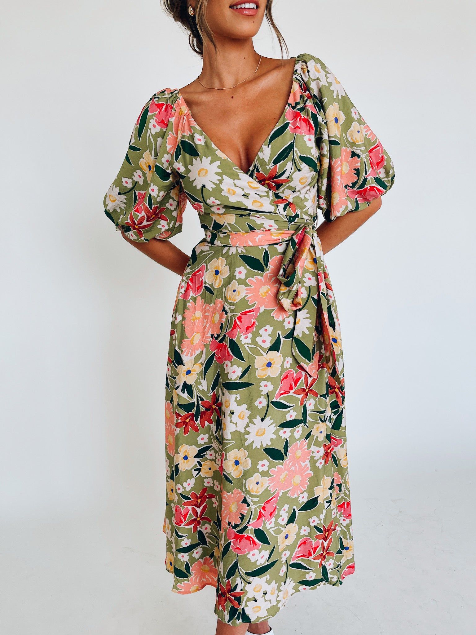 Izzie Wrap Midi Dress Madida Clothing Izzie Wrap Midi Dress Madida Clothing