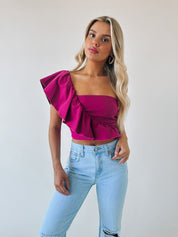 Morine Magenta One Shoulder Top