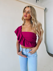 Morine Magenta One Shoulder Top