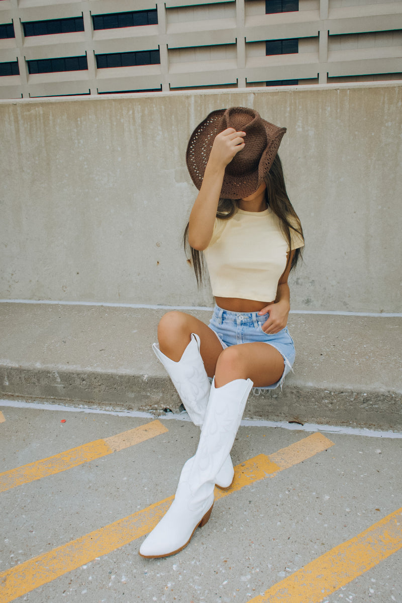 Soft Yellow Cropped Baby Tee