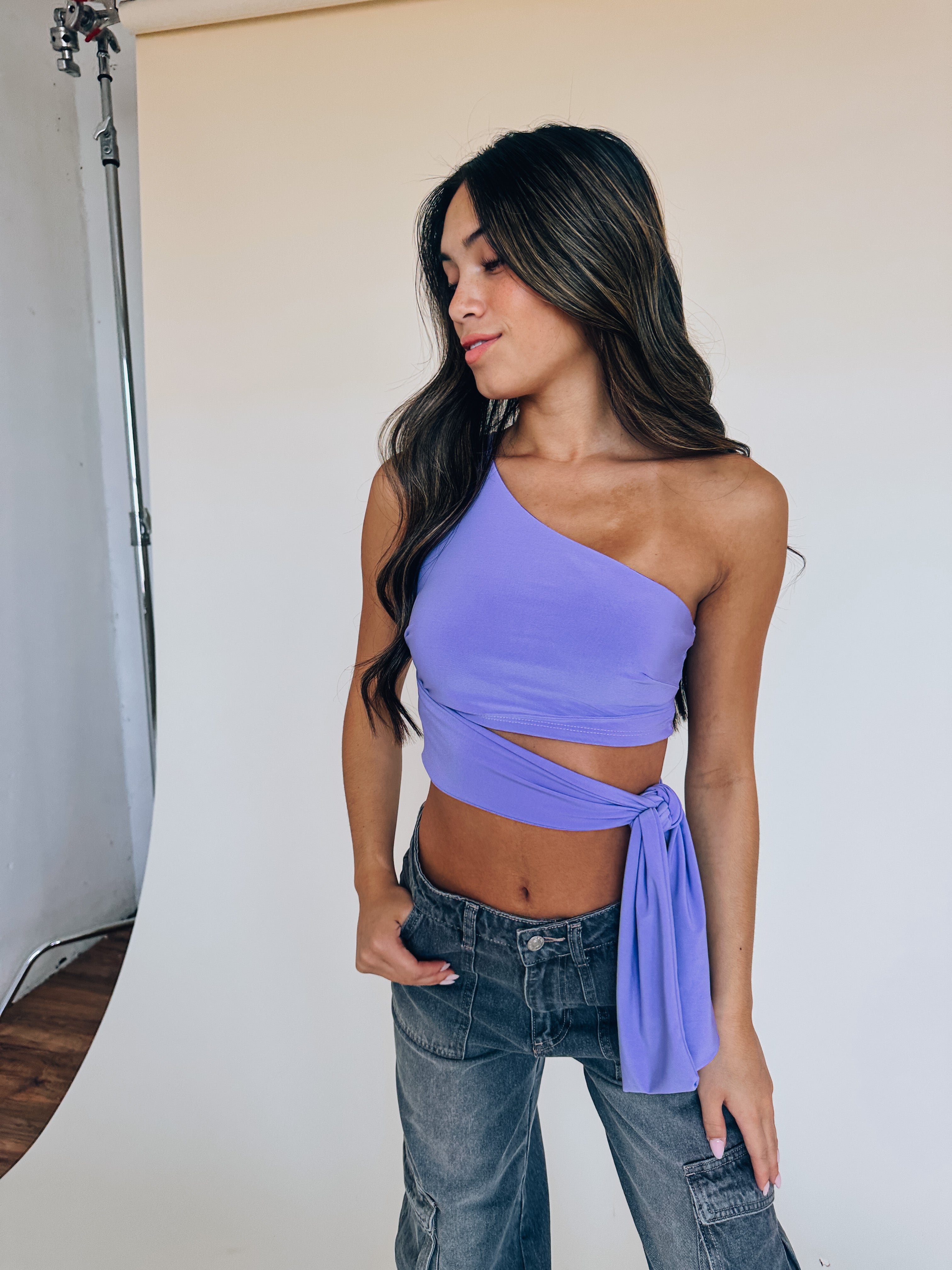 Halsee One Shoulder Top In Lavender – Madida Clothing