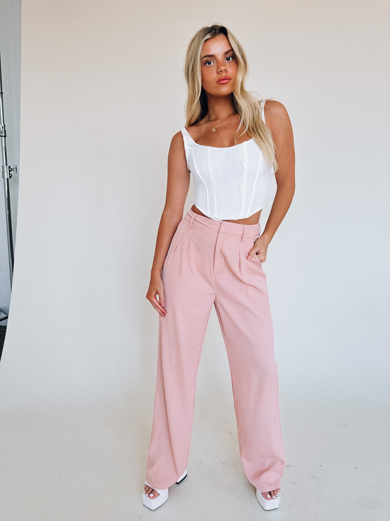 Lizzy High Waist Trousers In Blush