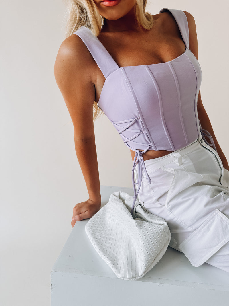 RESTOCKED :Lavender Lace Up Corset Top – Madida Clothing