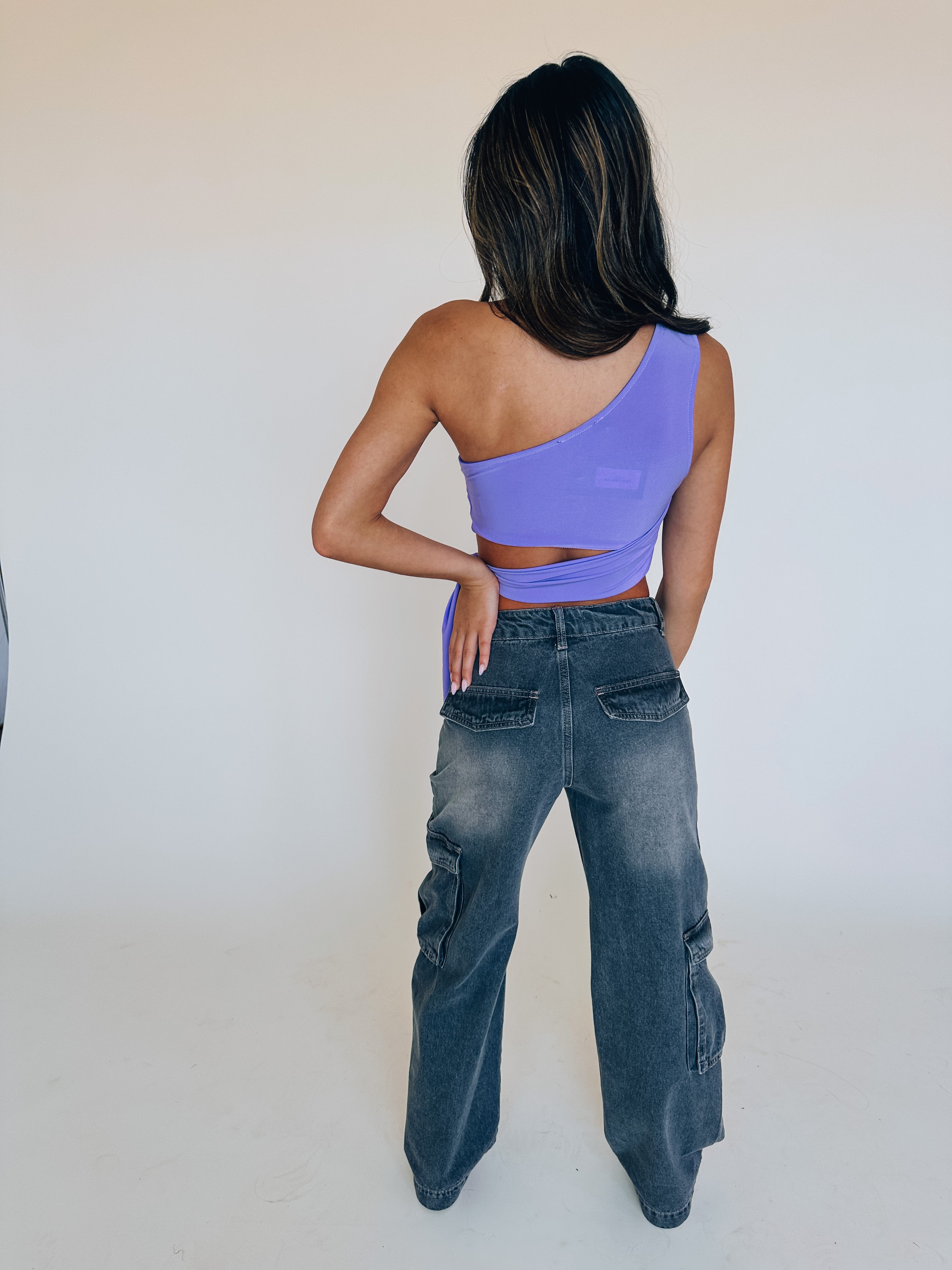 Halsee One Shoulder Top In Lavender