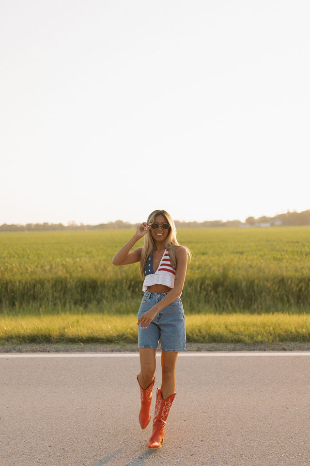 Pearl Stars and Stripes Crochet Top