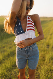 Pearl Stars and Stripes Crochet Top